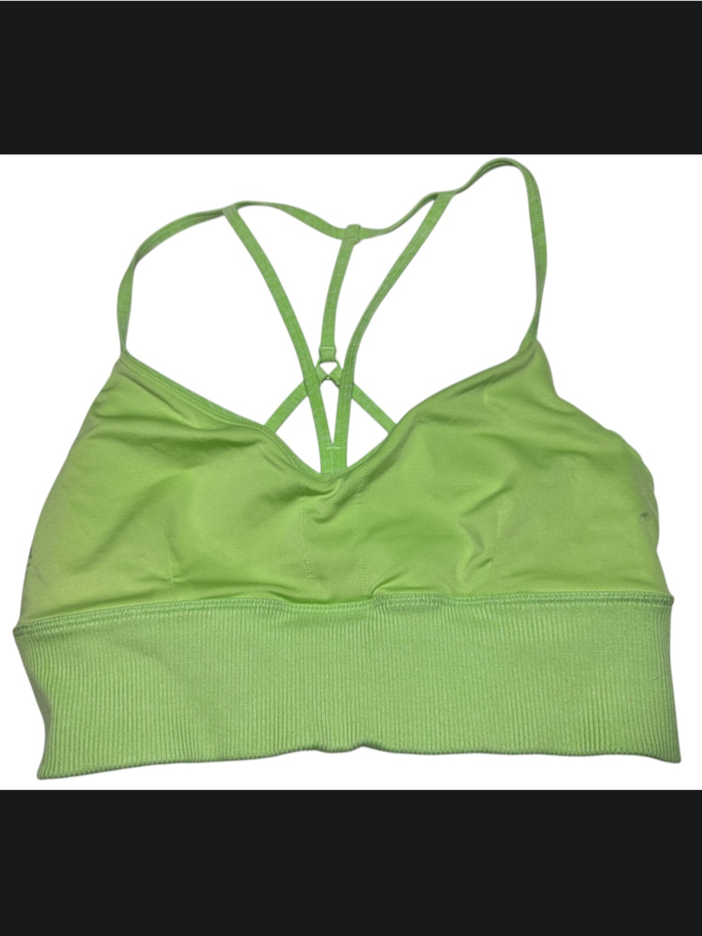 Alo Yoga Alosoft Lavish Bra Neon Lime Heather Green Strappy S - Picture 5 of 17